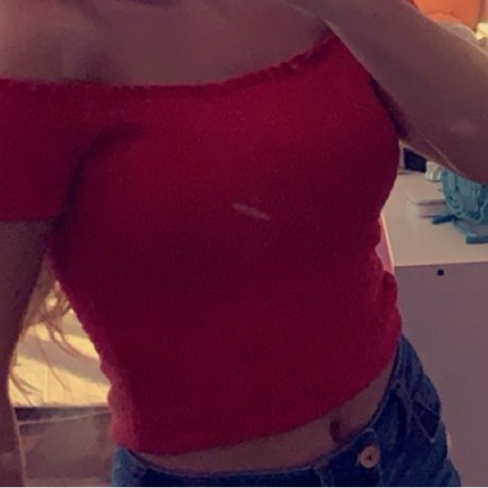 Hollister Red Smocked Crop Top